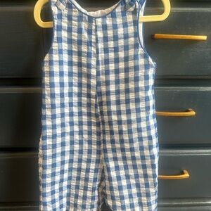 Blue and White Gingham Kids Romper